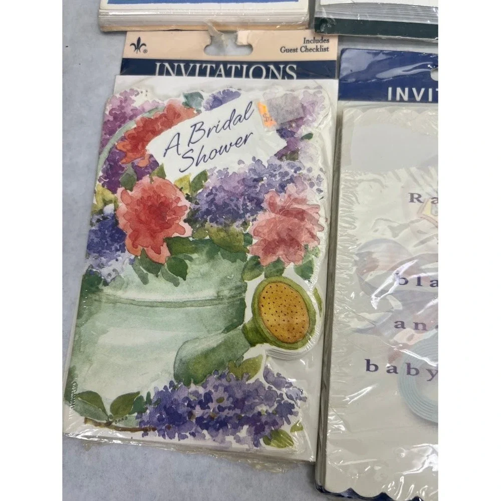 Vintage Greeting Card Lot Invitations Thank You Baby Bridal Shower  11pk